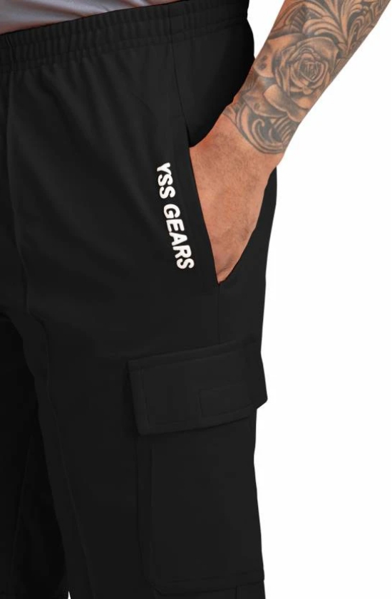 Solid Men Black Cargo Shorts, Gym Shorts