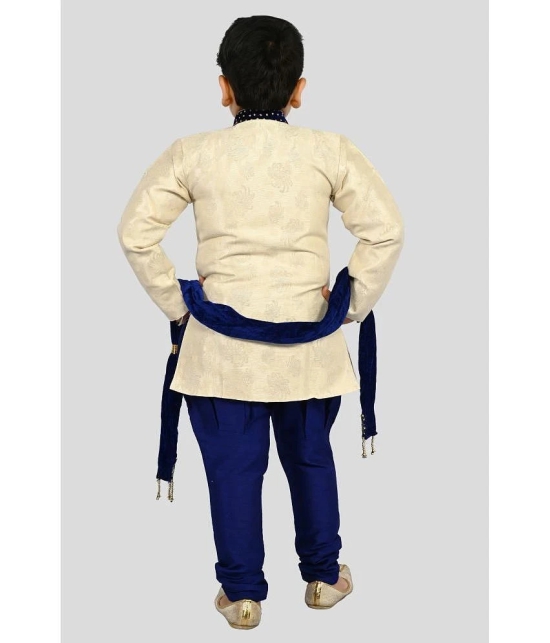 J D Creation Beige Jacquard Boys Indo Western Sherwani & Churidar Set ( Pack of 1 ) - None