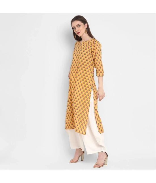 Antaran Cotton Printed Straight Womens Kurti - Yellow ( Pack of 1 ) - None