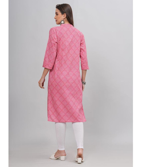 JC4U Cotton Embroidered Straight Womens Kurti - Pink ( Pack of 1 ) - None