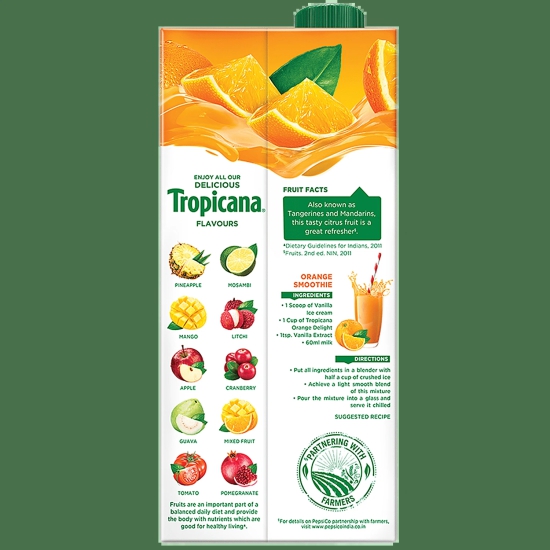 Tropicana Fruit Juice - Delight, Orange, 1 L