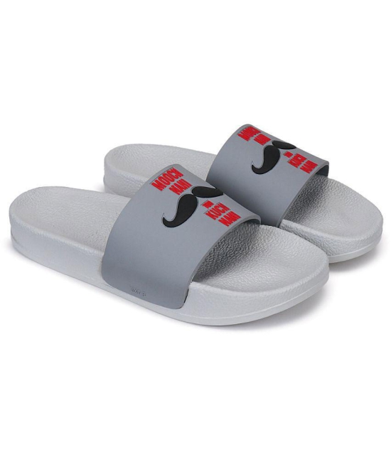 Bersache Grey Mens Slide Flip Flop - None