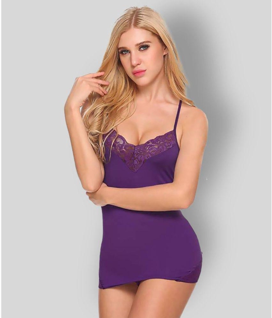 Piquant - Purple Viscose Womens Nightwear Baby Doll Dresses With Panty ( Pack of 1 ) - None