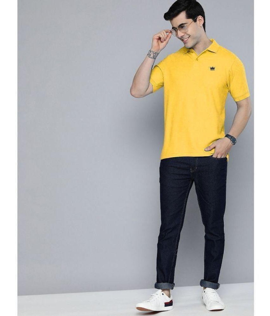 ADORATE - Mustard Cotton Blend Regular Fit Mens Polo T Shirt ( Pack of 1 ) - None