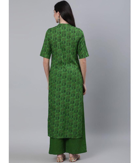 Antaran Cotton Printed Kurti With Palazzo Womens Stitched Salwar Suit - Green ( Pack of 1 ) - None