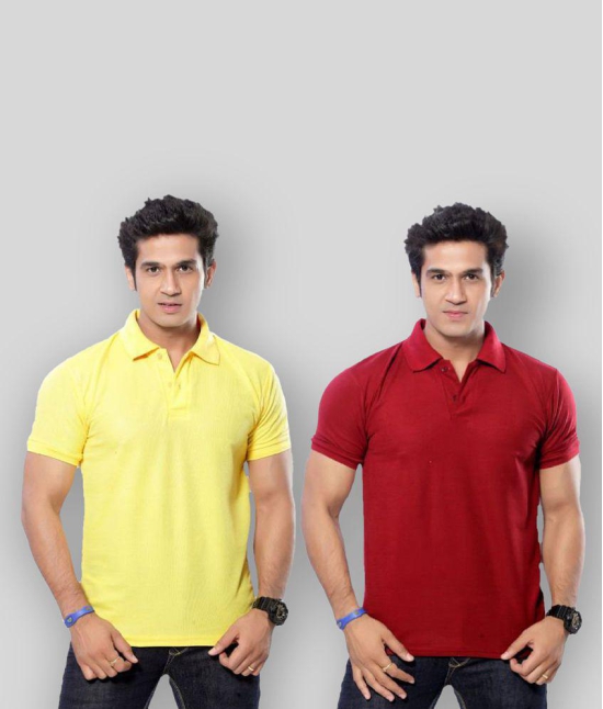 in365 - Red Cotton Blend Regular Fit Mens Polo T Shirt ( Pack of 2 ) - None