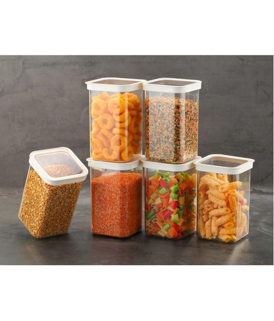 iview kitchenware Pulse/Food/Grocery PET White Dal Container ( Set of 6 ) - White