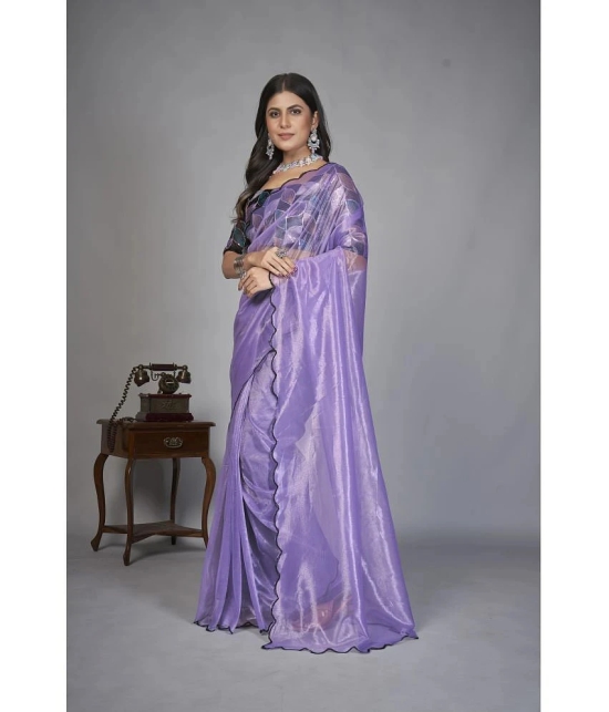 Apnisha Organza Solid Saree With Blouse Piece - Lavender ( Pack of 1 ) - Lavender