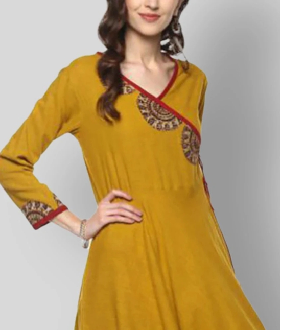 Yash Gallery - Yellow Cotton Womens Angrakha Kurti - None