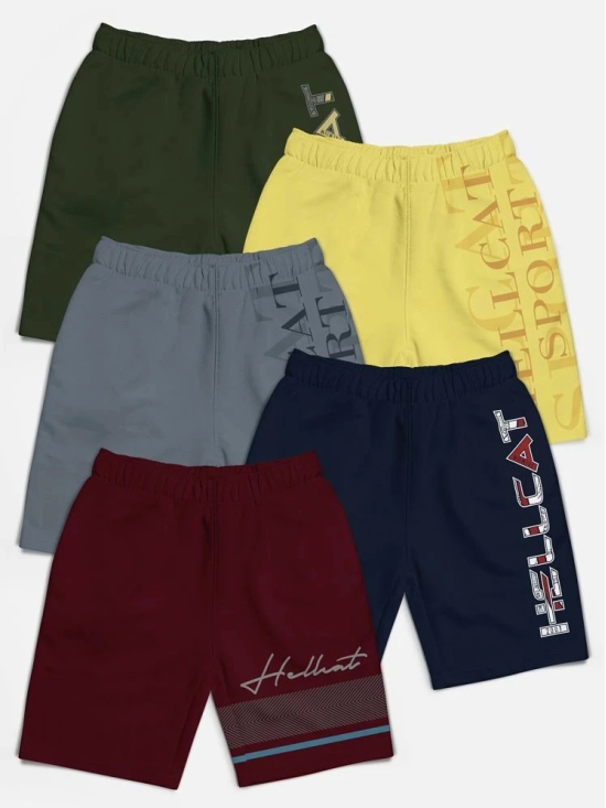 HELLCAT - Multicolor Cotton Blend Boys Shorts ( Pack of 5 ) - None