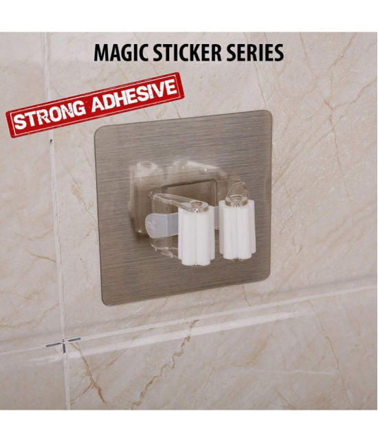 KP Mart Magic Sticker Series Self Adhesive Mop and Broom Holder, Pack of 2 - Multi