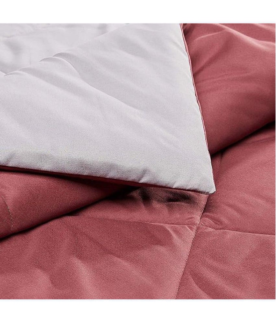 HOMETALES Microfiber Solid Reversible Single Comforter ( 150 x 210 ) - Maroon & Grey