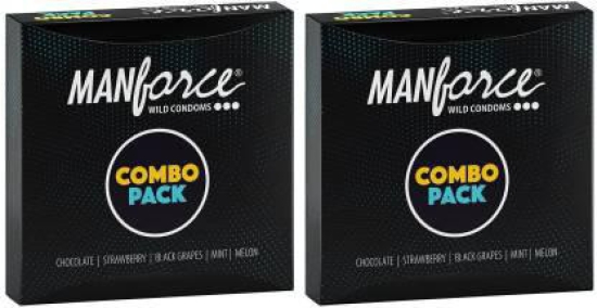 MANFORCE Combo Pack Chocolate Strawberry Coffee Black Grapes Melon Condom  20 Pcs x Pack of 2