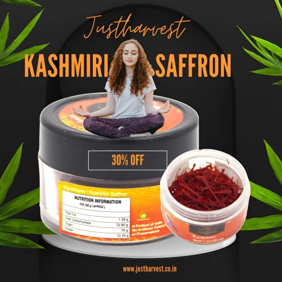 Justharvest Saffron, Kashmiri Mogra, Kesar, perfect for expecting mothers, pooja and Aroma 1gm