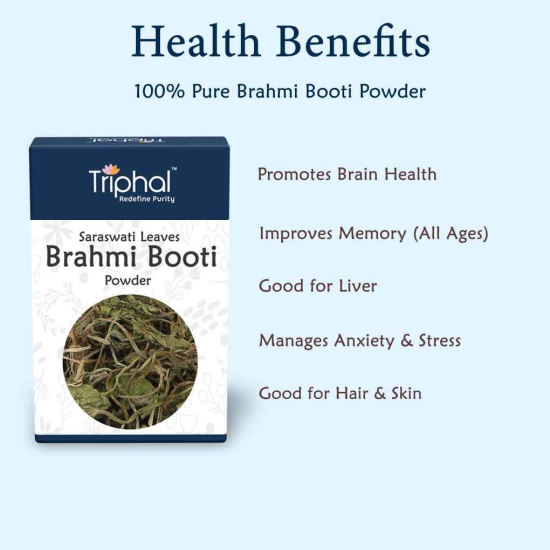 Brahmi Booti Powder - Bacopa  Monnieri Leaf Powder | 100% Pure & Natural | Triphal