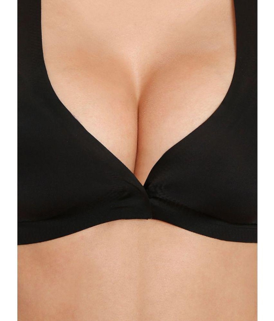 ILRASO - Black Satin Removable Padding Women's Plunge Bra ( Pack of 1 ) - None