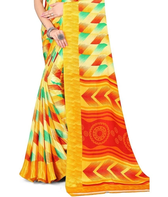 LEELAVATI - Yellow Crepe Saree With Blouse Piece ( Pack of 1 ) - Yellow