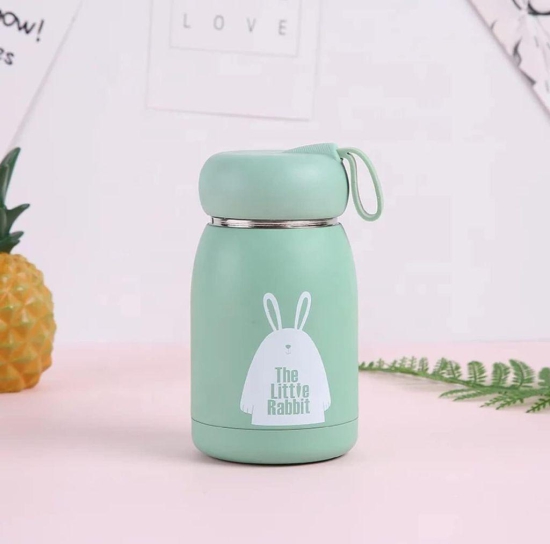 Urban Oasis The Little Rabbit 340ml Green Glass Water Bottle Leak-Proof & BPA-Free (Set of 1)