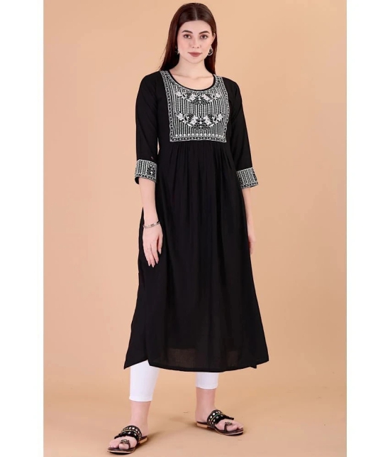 Glomee - Black Rayon Womens Nayra Kurti ( Pack of 1 ) - None