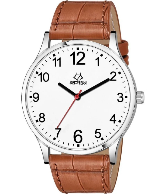 Septem Brown Leather Analog Mens Watch