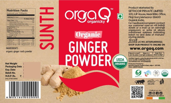 Adrak Powder, Organic Dry Ginger Powder for Baking, Cooking, and Tea