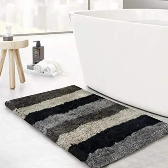 Striped Anti-Skid Bath Mat-Black