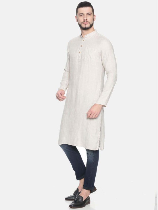 Men Beige Hemp Long Kurta