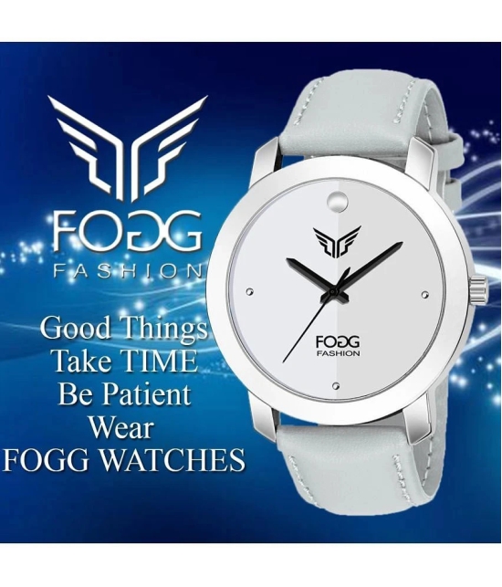 Fogg Light Grey PU Analog Mens Watch