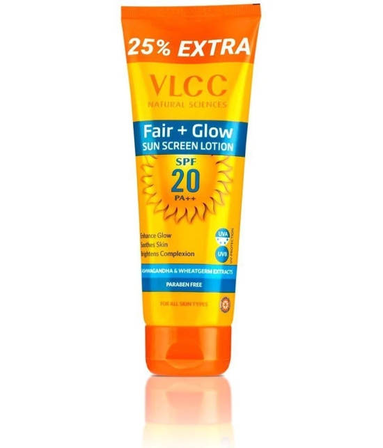 VLCC Fair+ Glow Sunscreen Lotion SPF 20 PA ++, 100 g with 25 g Extra