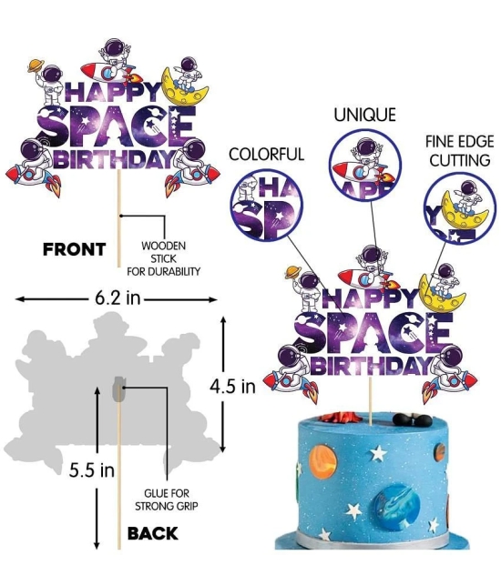 Zyozi Space Kids Space Birthday Party Decoration - Blue Astronaut Spaceship Theme Happy Birthday Banner Hanging Solar System Spiral Planet Card Childrens Gifts Cake Insert Supplies Set - Ass