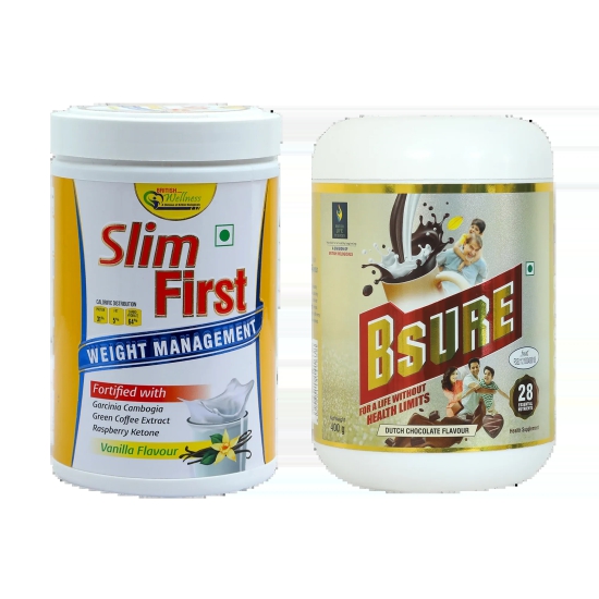 British Life Science SlimFirst (Vanilla ) & Bsure Sugar Chocolate Combo | Health Supplemment with Essential Nutrient|