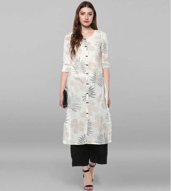 Janasya - Off White Cotton Womens Straight Kurti ( Pack of 1 ) - S