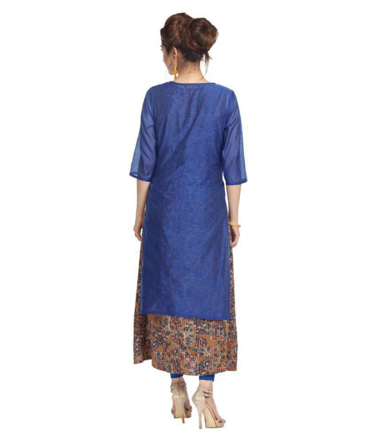 Alena - Blue Chanderi Women's Double Layered Kurti - M