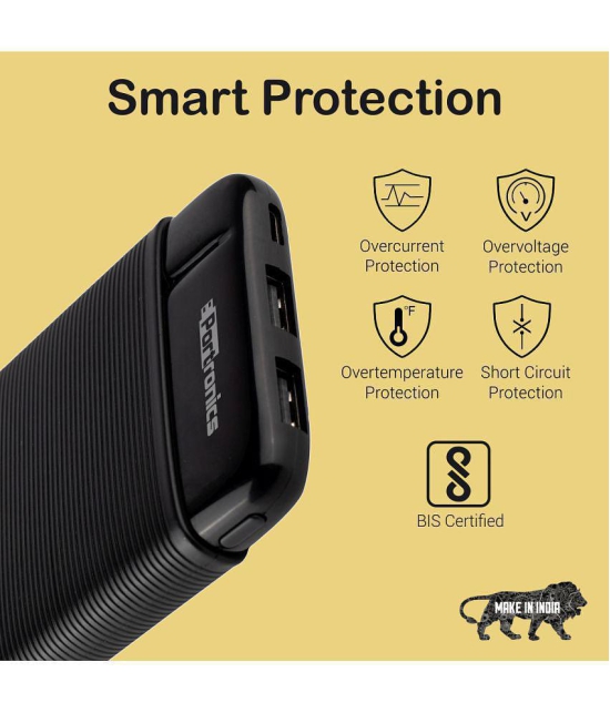 Portronics Power Pro 10K:10000mAh Power Bank with Dual Output ,Black (POR 1221) - Black