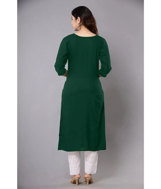 JASH CREATION - Green Rayon Womens Straight Kurti ( Pack of 1 ) - None