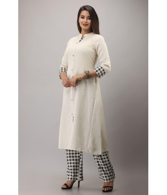 MAUKA Rayon Solid Kurti With Palazzo Womens Stitched Salwar Suit - White ( Pack of 1 ) - None