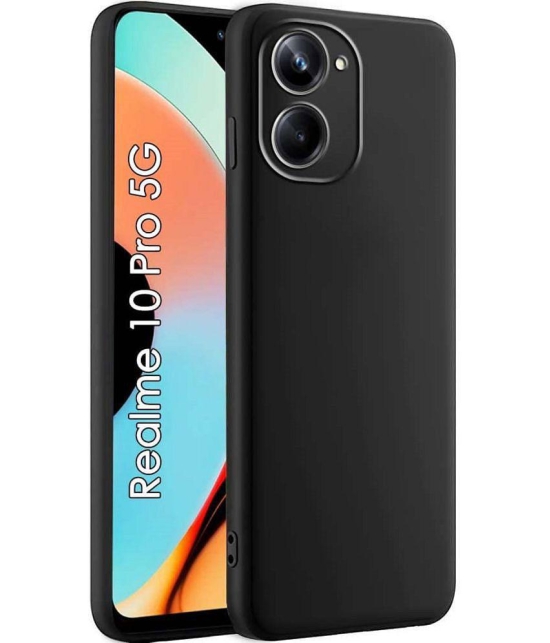 Case Vault Covers - Black Silicon Plain Cases Compatible For Realme 10 Pro 5G ( Pack of 1 ) - Black