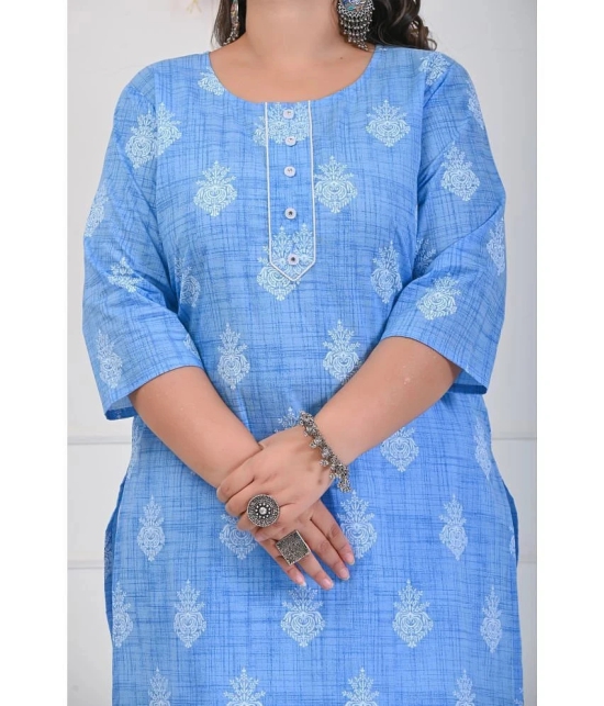 Swasti Cotton Printed Straight Womens Kurti - Blue ( Pack of 1 ) - None