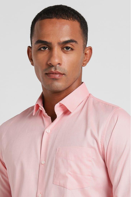 Men Pink Slim Fit Formal Full Sleeves Formal Shirt