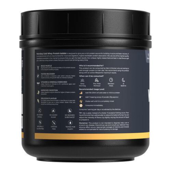 Nutrabay Gold Whey Protein Isolate Powder - 500g, Malai Kulfi | 26g Protein, 6.2g BCAA | Easy to Digest | NABL Lab Tested | Muscle Growth & Recovery | Rich in Glutamic Acid | For Men & Women