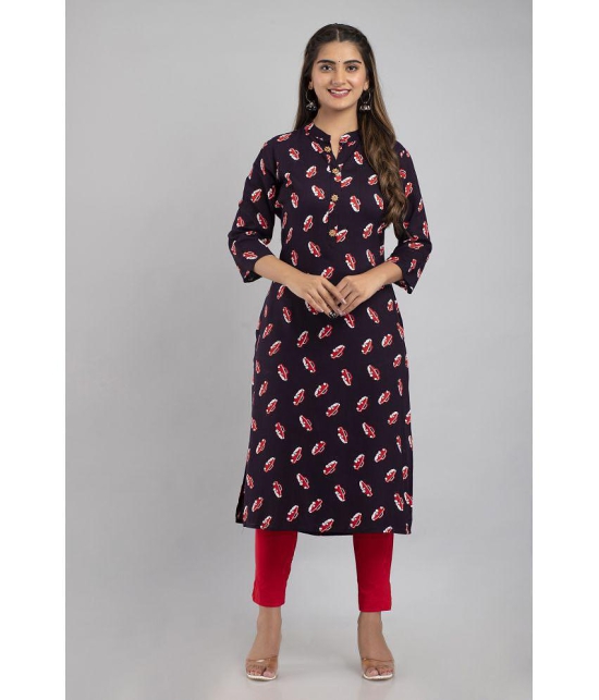 MAUKA - Blue Rayon Womens Straight Kurti ( Pack of 1 ) - None