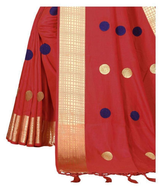 offline selection - Red Silk Blend Saree With Blouse Piece (Pack of 1)