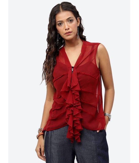 Baawri Polyester Blend Shrugs - Maroon Single - None