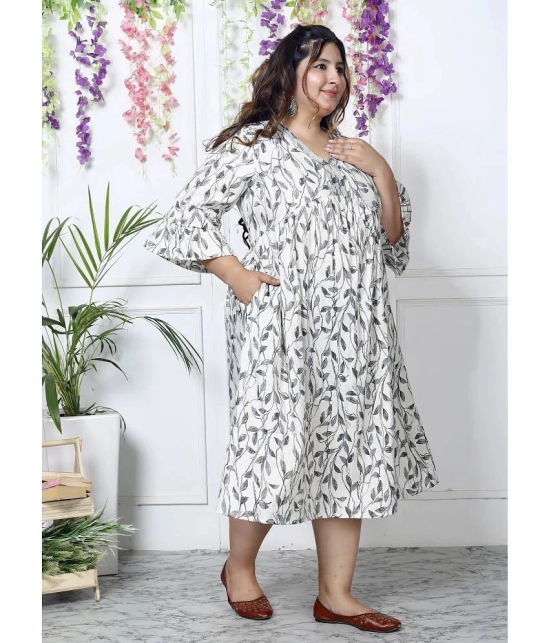 Swasti Cotton Blend Printed Anarkali Womens Kurti - White ( Pack of 1 ) - None