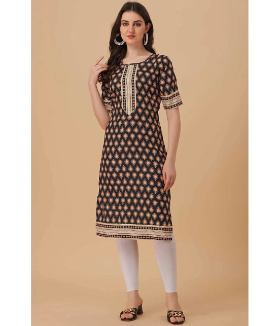 Glomee - Black Crepe Womens Straight Kurti ( Pack of 1 ) - None