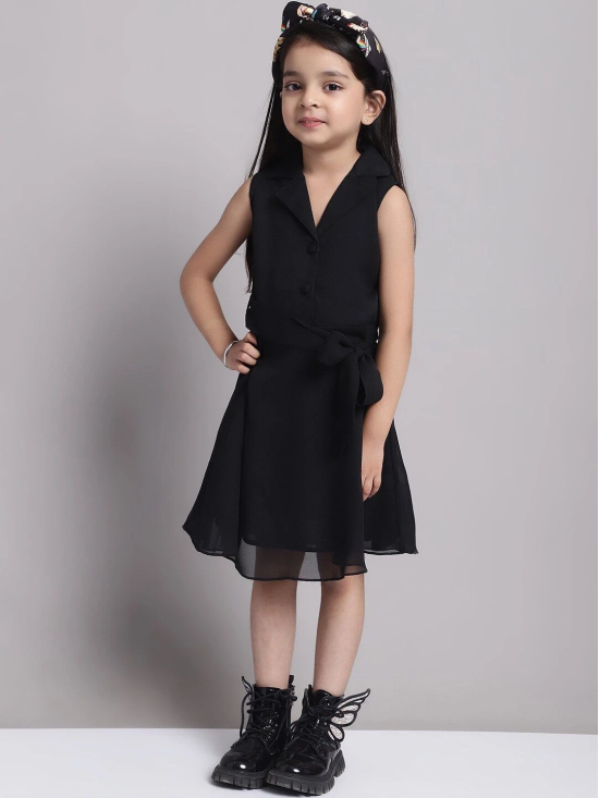 MINI & MING Girls V-Neck Sleeveless Georgette A-Line Dress