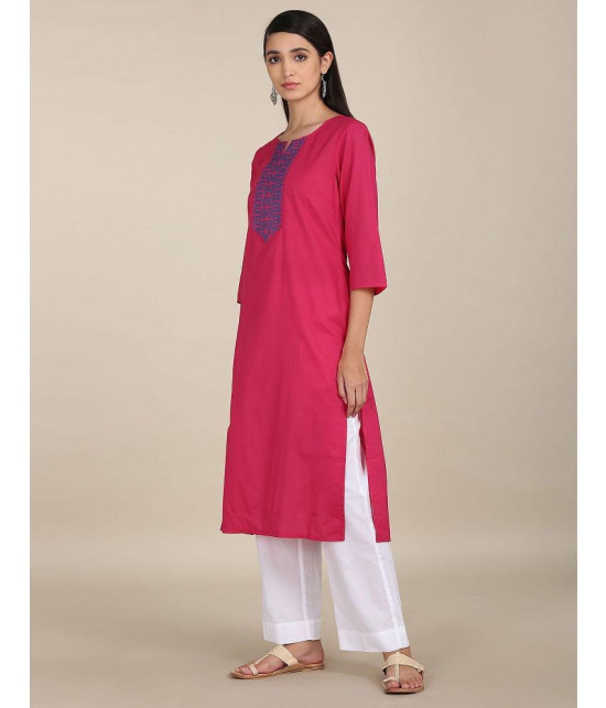 Karigari - Pink Cotton Women's Straight Kurti ( Pack of 1 ) - None