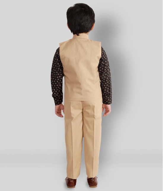 Fourfolds - Beige Cotton Blend Boys Shirt & Pants ( Pack of 1 ) - None