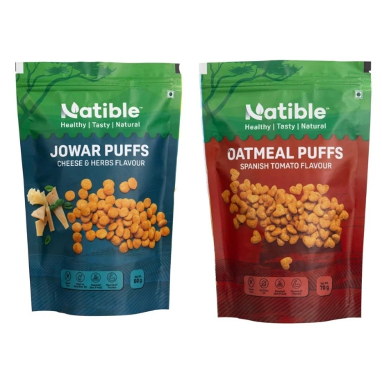 Natible Roasted Jowar Puffs, Healthy Roasted Tasty Snacks, Combos (Pack Of 2, 60 Gms)