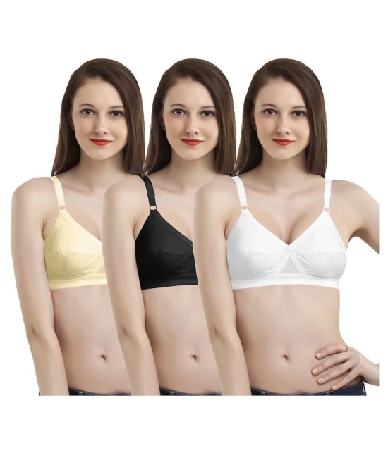 Madam Pack of 3 Cotton Non Padded Womens Everyday Bra ( Multi Color ) - 46D